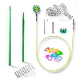 Dumeher Circular Knitting Needles Interchangeable Set, Swivel Ropes Plastic + Knitting Tips/Needle Tip Metal, 3.0 mm Circular Knitting Needle Set, 360° Rotating Mechanism, Rope Length 80 cm