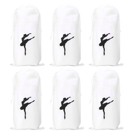 6 Pcs Ballet Shoes Bags Double Drawstring Shoe Bags, Pointe Shoe Storage Bag, Portable Travel Ballet Backpack Multipurpose Drawstring Sack