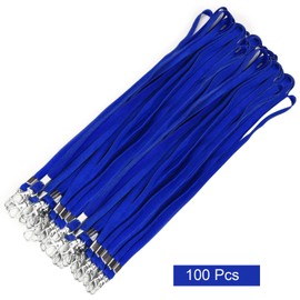 Fushing 100pcs 45cm Neck Strap Lanyard With Swivel Clasp For ID Cards, Badges, Keys, Employees, Students, Visitors, etc (Blue)