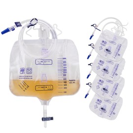 PER4MANCE 10 Pack Urinary Drainage Bag with Anti-Reflux Chamber, Urine Bag with 2000 mL Volume, 48" Drainage Tube, Clips and Hanging Hook, Professional Urinary Bag for Home and Hospitals Health Aids