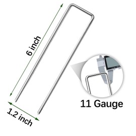 houya Landscape Staples 6 Inch Garden Stakes Galvanized Garden Staples Pins Anti-Rust Ground Stakes for Weed Barrier, Irrigation Tubing Hose, Yard Lawn SOD, Landscape Fabric, Decoration (100 Pack)