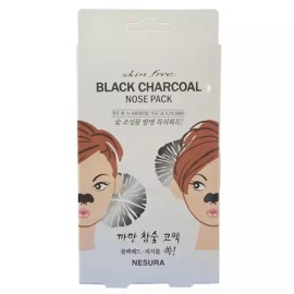 Neshura 네슈라 스킨후리 까만 참숯 코팩 32매(4팩) 블랙헤드 Neshura Skinfree Black Charcoal Nose Pack 32 Sheets (4 Packs) Blackhead
