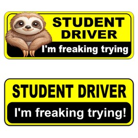 NIMONA Student Driver Magnet for Car - Funny 2 Pack Please Be Patient Removable Magnetic Bumper Sticker Set - Reflective New Driver Safety Sign - Weather-Resistant - 10 x 4 inch (Student-2#)