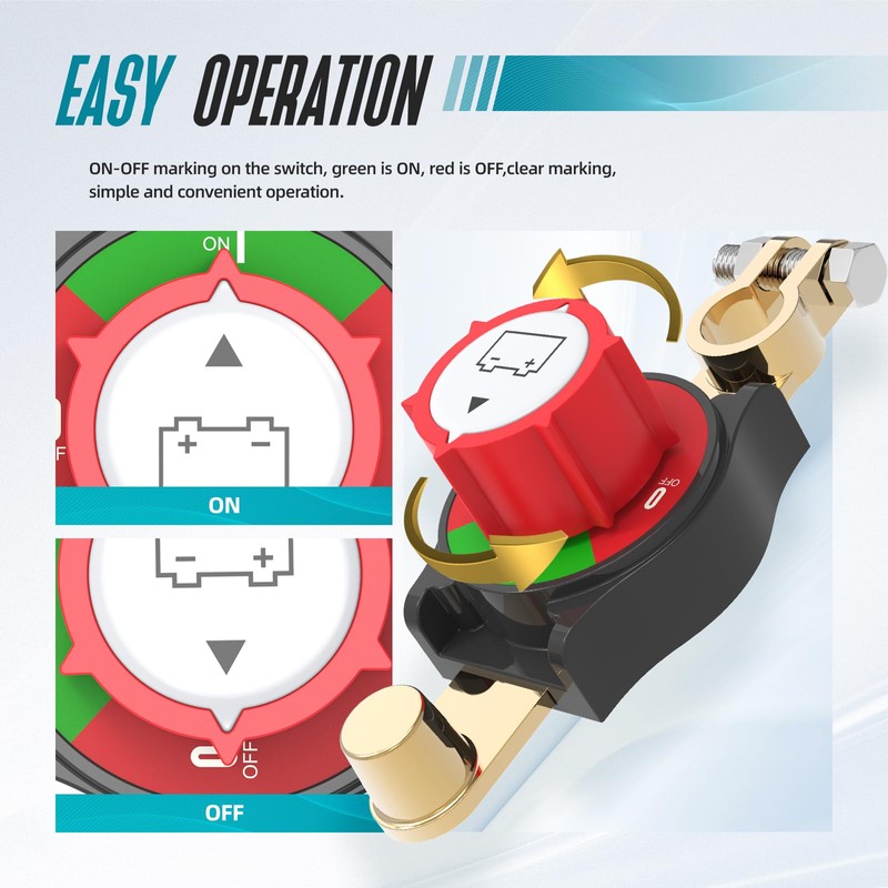 Hilictokt Top Post Battery Disconnect Switch On/Off 275A 12-48V Battery