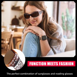 IGnaef 1.5x Bifocal Reading Sunglasses for Women, Wrap Readers Sunglasses Rhinestone Decor UV400 Protection IF8166