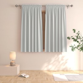 Light Grey Room Darkening Curtains 54 inches Long Window Curtain Panels Living Room Kitchen Rod Pocket Thermal Insulated Drapes Bedroom Bathroom Basement 2 Pieces 52"x54"