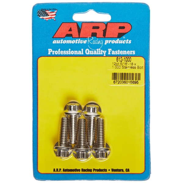 ARP 6121000 Stainless Steel 5/16-18 12-Point Bolts -5 Count