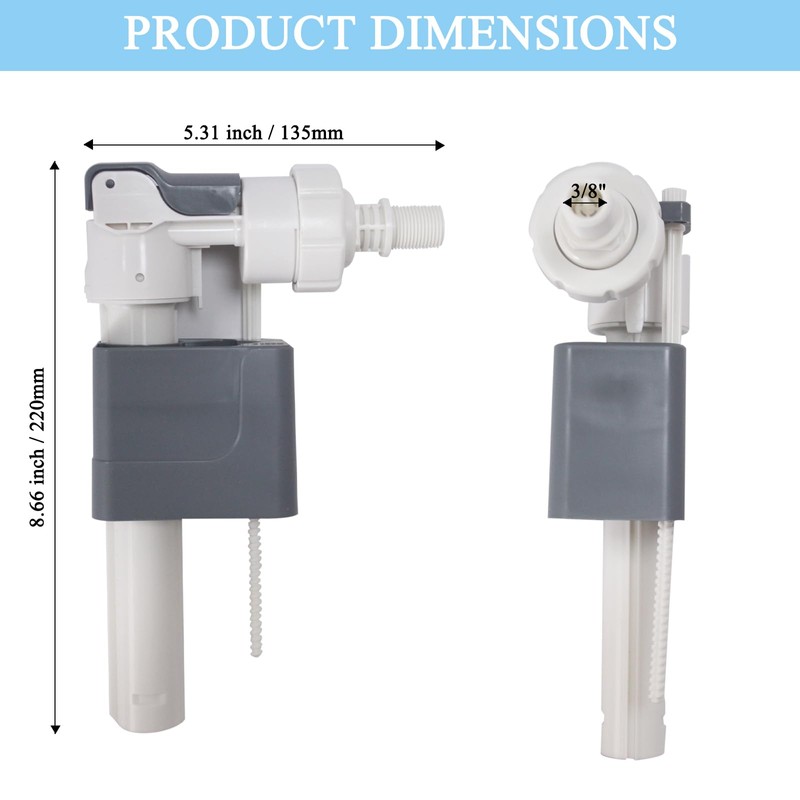 Side Mount Toilet Fill Valve Compatible with Toto Wall Mount