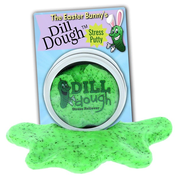 Gears Out Easter Bunny's Dill Dough Stress Putty - Pickle Bunny Special Easter Edition Design - Stress Putty for Friends - Made with Real Dill, Neon Green, Glow-in-The-Dark Therapy Putty