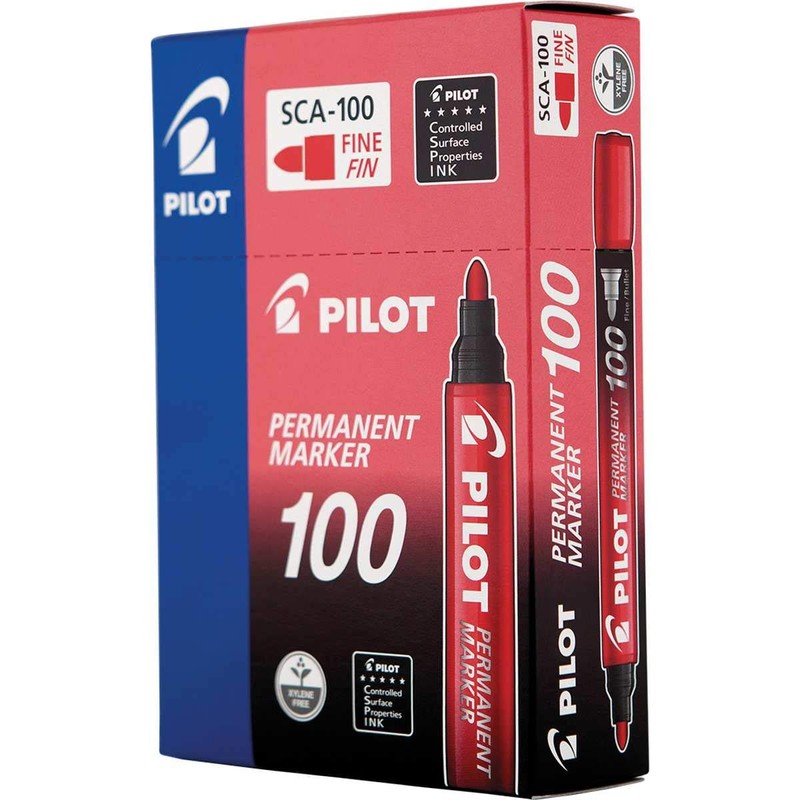 Pilot SCA-100-R – Pack of 12 Permanent Markers with Conical