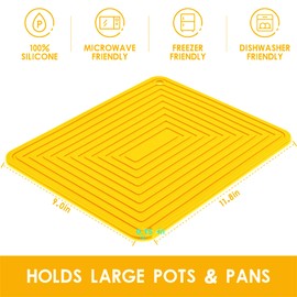 Smithcraft Silicone Trivets for Hot Dishes, Pots & Pans, Yellow Hot Pads for Kitchen Counter, Multi-Purpose Heat Resistant Mat, Versatile Non Slip Trivet Mat, Flexible Silicone Pot Holders Mats Set 2