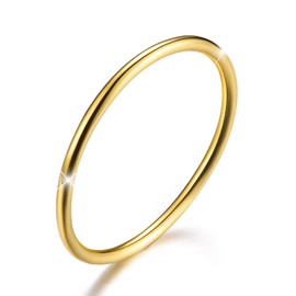 Winglove✦Gift for Christmas✦ 18K Gold Plating 925 Sterling Silver Minimalist Joint Rings Simple Thin Rings Tail Rings Stackable Rings,Size 2-11 (Yellow Gold, J 1/2)