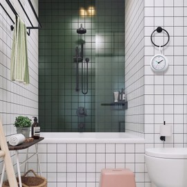 OSTAR Waterproof Bathroom Shower Clock, Analog Quartz Clock Hanging Stand Dual Purpose, One AA Battery Operated 4.72 inch Round Size