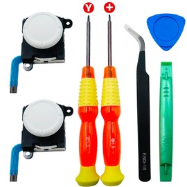 BlueMW 7PCS Switch Joycon 3D Analog Joystick Daumen-Sticks für NS Switch/Switch OLED/Switch Lite, 3D Links Rechts Analog Joysticks Ersatz und Reparatursatz für NS Switch Joy-Con (Weiß)