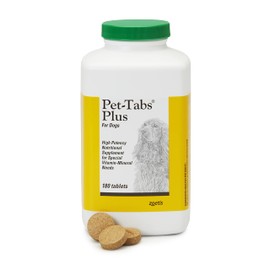 Pet-Tabs Plus Multivitamin and Mineral Supplement for Dogs, Chewable Tablet, 180 Count Bottle