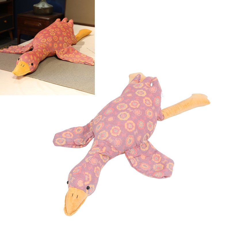 Goose Stuffed Animal Rose Pattern Soft Comfortable Cute Goose Plush