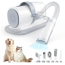Idle Way Pet Grooming Vacuum Kit 5 in 1, Low Noise Clippers & Trimming Tools for Dog&Cat