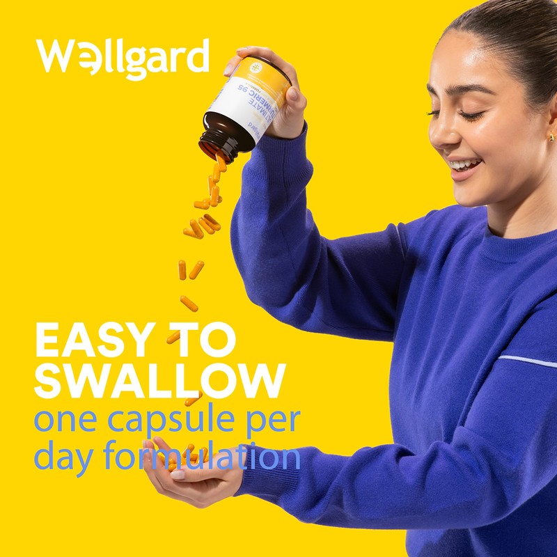 Turmeric Capsules High Strength by Wellgard, Turmeric 95, Curcumin, Made