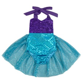 Carkoo Mermaid Baby Girl One Piece Swimsuits with Tutu Dress (12-24 Months, Purple)