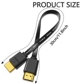 LimCryspp 2 Short HDMI Cables of 0.3M, Flexible and Ultra-Thin HDMI Male to Male Connector Cable, Ultra High Speed 1080P Cable, Used for Laptops, Monitors, TV Boxes, Projectors, Etc