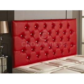 CROWNBEDSUK DIAMANTE FAUX LEATHER HEADBOARD (RED, 2FT6)