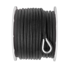 Seachoice 42281 Anchor Rope for Boating - Double Braid Nylon Anchor Line, ½-Inch x 150 Feet, Black