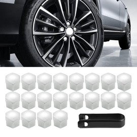 Lyxheth 20PCS Lug Nut Covers, Bolt Covers Caps, Auto Hub Screw Protector with Remover Tool, 21 mm Inner Hex Wheel Bolt Dust Caps Cover Decorative Car Accessories Universal for Most Cars (Silver, 21mm)