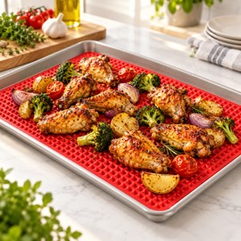 Silicone Pyramid Cooking Mat for Oven & BBQ – Non-Stick Raised Grid Surface for Baking & Grilling