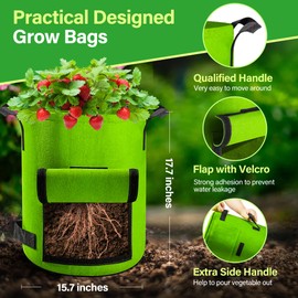 Xpatee 6 Pack Potato Grow Bags 15 Gallon with Flap, Grow Bags for Growing Potatoes, Duarable Fabric Garden Planter Pots with Harvest Window for Vegetable and Fruits, Black & Green