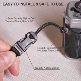 Padwa Lifestyle 4 Pcs Black Quick Release Camera Strap QD Loops Connector Adapter - Camera Quick Release Clip Compatible for All Compact Digital Cameras,Binoculars, Drone Remote Control and USB Stick