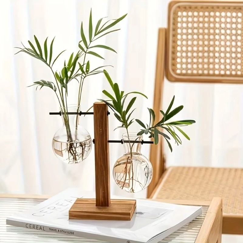Wood and Glass Plant Propagation Stand for Indoor Cuttings –