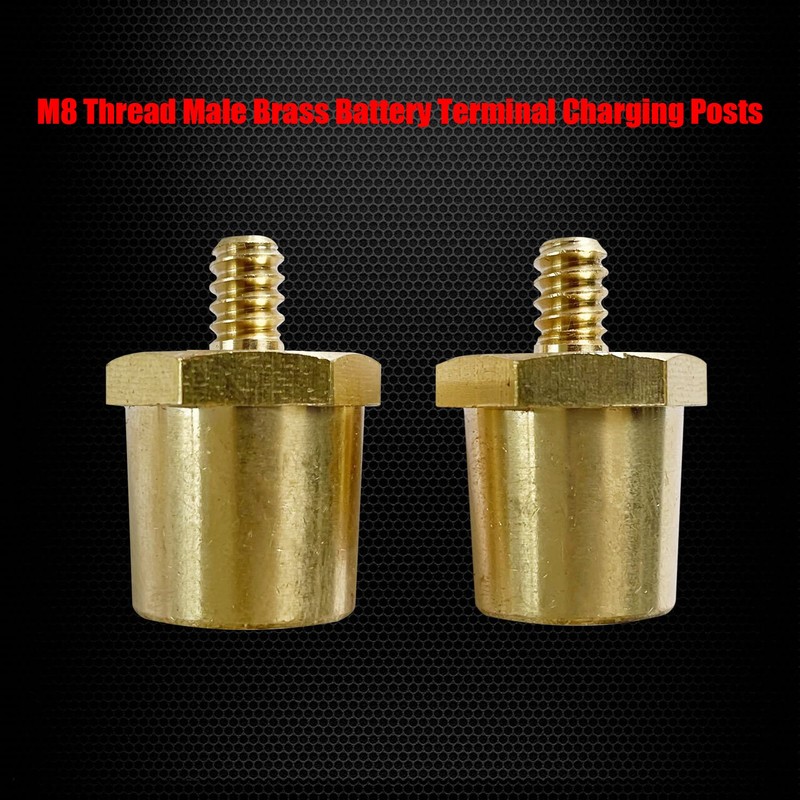 Ampper M6 Thread Male Brass Battery Terminal Charging Posts, M6