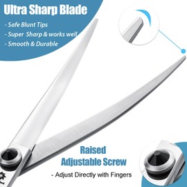 Dream Reach 7 Inch Professional Curved Dog Scissors with Ergonomic Handle 440C Stainless Steel Safety Fur Scissors for Dogs Cats Cutting Black