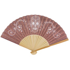 MIJOMA Set of 4 Wooden Hand Fans for Cooling in Summer, Beach, for Weddings, Fancy Dress Pride (Skull)