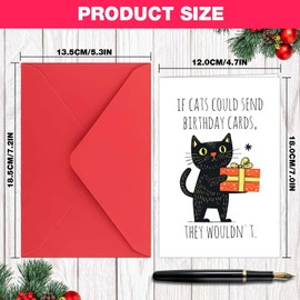 Powerful Funny Birthday Card, Happy Birthday Cards with Envelopes for Friends and Relatives (Cute Cat)