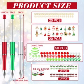 Gueevin 150 Pcs Christmas Beadable Pen for Kids Christmas Classroom Gifts Making Kit Beaded Ballpoint Pen Diamond Spacer Assorted Charms Lobster Clasps Pen for DIY Supplies Kids Birthday(Cute Style)