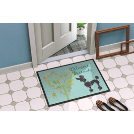 Caroline's Treasures BB7615JMAT Welcome Friends Black Poodle Indoor or Outdoor Mat 24x36, 24H X 36W, Multicolor