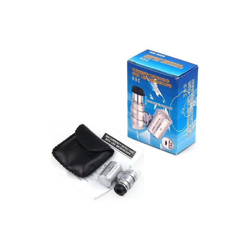 Accessotech Mini 60x Jewellery Loupe with Light Magnifier Microscope Hallmarks