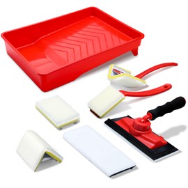 Lothee 7 Pcs Paint Edger with Trim Tool Kit 9 Inch Paint Touch up Pad Corner Wall and Ceiling 360° Rotation Handle Edger Trimmer Brush Tool with Replacement for Window Detail Painting Trim