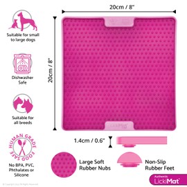 LickiMat PRO Tuff Soother for Dogs, Heavy Duty Dog Lick Mat, Calmer, Alternative to Puzzle Toys and Slow Feeder Bowls. Perfect for Peanut Butter, Yoghurt, Healthy Treats and Distraction. (Pink)