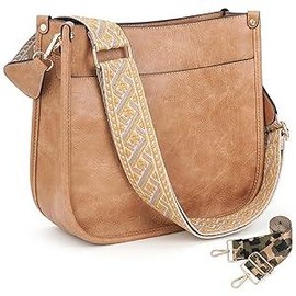 HKCLUF 4045 Women's Fashionable Crossbody Bags For Women Designer Leather Hobo Handbags Women Shoulder Bucket Bags With 2count Adjustable Guitar Strap Perfect:_Khaki