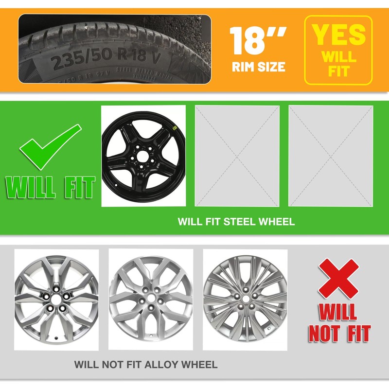 AUTOFREE 18" Hubcaps for 2014-2020 Chevy Impala Steel Wheels -