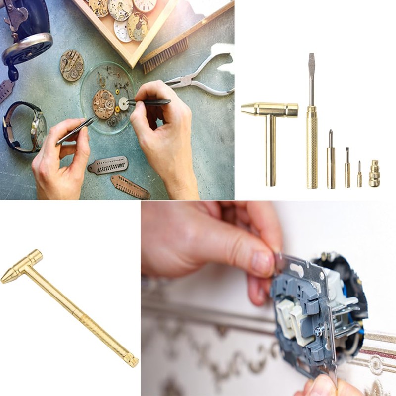 6-in-1 Mini Brass Hammer Dual Head Small Hammer Multifunction Copper