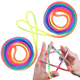 Pack of 2 Finger Twist, Thread Game, Finger Games Children, Finger Twist Children with Instructions, Flexible Thread Games for Children, Rainbow Rope, Ideal as a Small Gift, Party Bag and for the