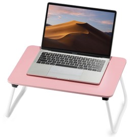 FISYOD Foldable Lap Desk, Laptop Bed Desk, Portable Bed Table, Laptop Stand for Bed & Couch, Lightweight & Mini - Pink
