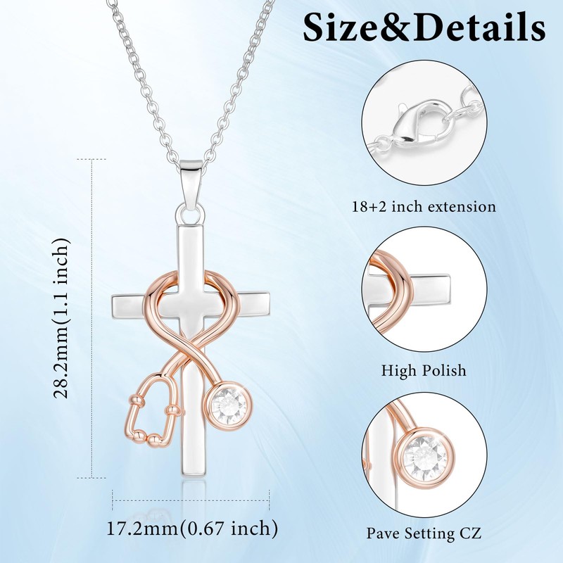 Esirly Nurses Week Gifts - Stethoscope Cross Necklace Nurses Week