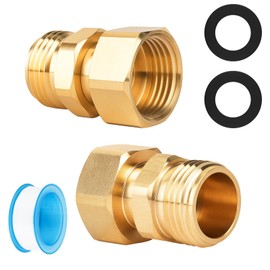 Vilapow Garden Hose Swivel Connector 3/4 GHT Female to 3/4 Inch Male Pocket Pivot Hose Adapter for Garden Hose Swivel Adapter Fitting Leak Proof Hose Connector Fitting with PTFE Tape/Washer -2 Pack
