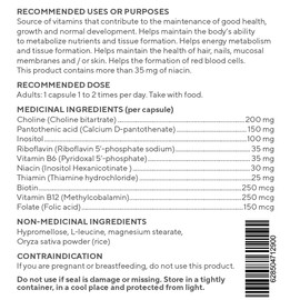 Raw Nutritional Vitamin B Complex | Advanced Formula B Complex Vitamin Supplement | Essential Nutrients, Energy Support, Reduce Stress & Fatigue | 90 Capsules