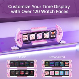 Divoom Times Gate - Cute Gaming Digital Clock with Smart App-Controlled, Support Weather Forecast, Stock Market/Exchange Rate, Social Media, Pixel Art Display for Gamers & Home Office Decor (Pink)