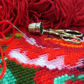 Poppies. Needlepoint Kit. Throw Pillow 16×16 Inches. Printed Tapestry Canvas, European Quality